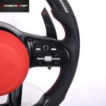 W213 Matte Carbon Fiber Mercedes Benz Steering Wheel 380mm Black Amg Leather Led
