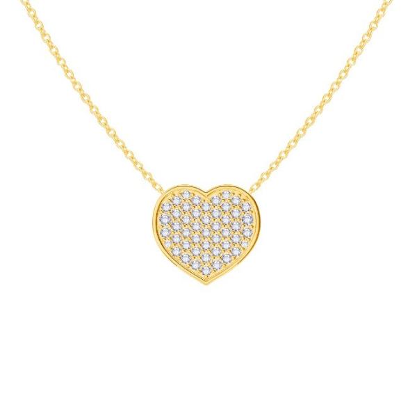 18" Chain Length Round Cut Diamond 925 Sterling Silver Heart Pendant Necklace