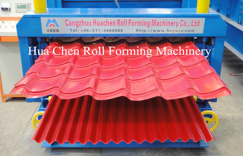 Double Layer Colour coated Steel Roof Panel Wall Panel Roll Forming Machine PLC Control Automatic