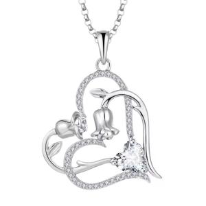 Quality YASVITTI OEM Women's Gift Heart to Heart Necklace Cubic Zirconia Rhodium Plated Sweet 925 Sterling Silver Double Heart wholesale
