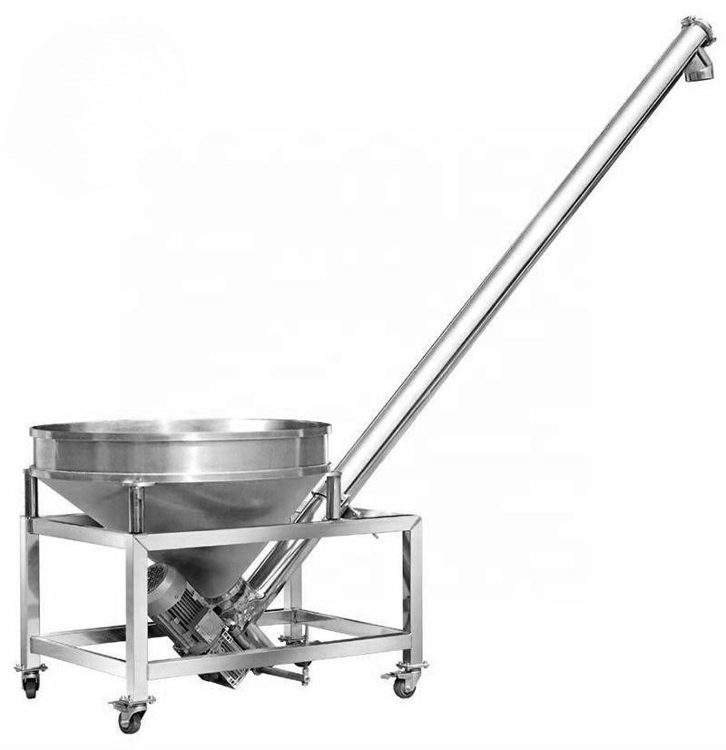 OEM Adjustable Height and Speed Stainless Steel Screw Auger Conveyor with Small Hopper