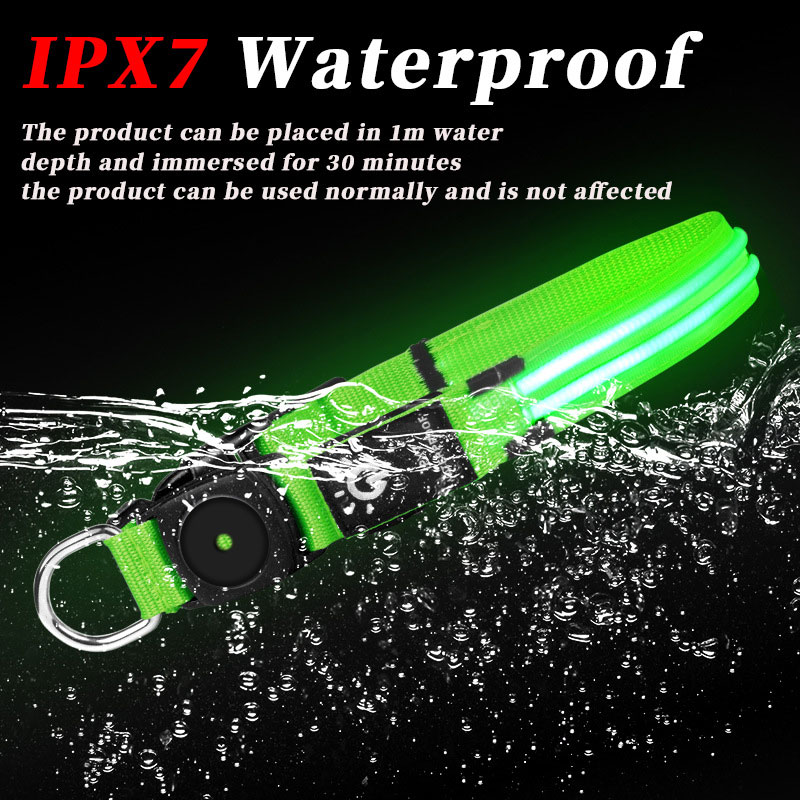 LED Dog Collar Waterproof Medium Large Dogs AirTag Holder Flash Light Up Customized Logo Design