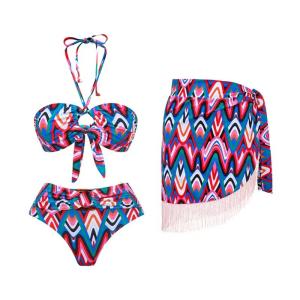 Quality Padded Three Piece Bikini Set Nylon Swimwear Beach Pool Summer Regular wholesale
