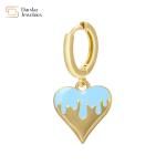 Women 14k Gold Plated Drop Earrings , Colorful Enamel Heart Pendant Hoop