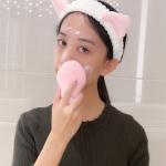Pink Facial Cleansing Brush Silicone Electric Facial Cleanser