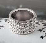 Men′s Jewelry Fashion Silver Ring Full Diamond Finger Rings 316L Titanium Steel