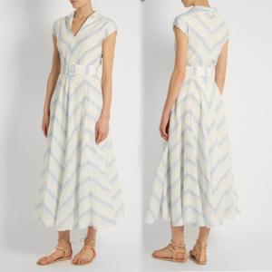 Quality Fashion New Women Blue White Maxi Dress Girls Wrap Dress Ladies Striped Causal Dress For Wholesale wholesale