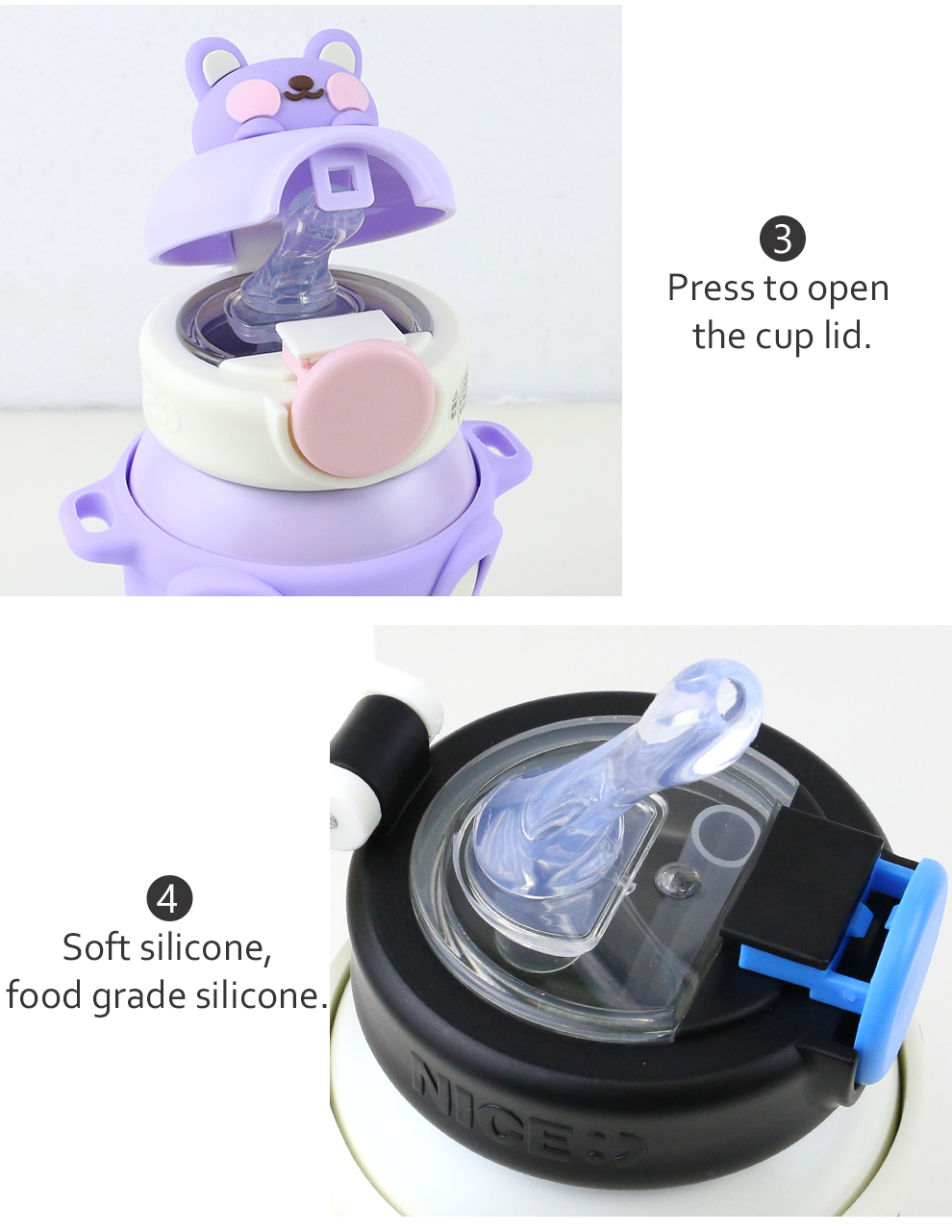 550ml Stainless Steel Thermos Cup With Food Grade Silicone Cover