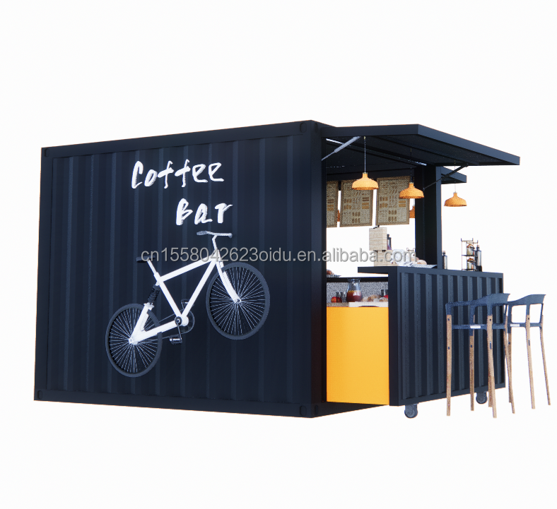 Galvanized Steel Square Tubes 10ft Modern Design Prefabricated Mini Mobile Steel Container House for Outdoor Coffee Bar