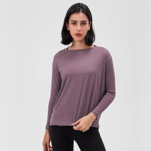 Quality Nylon Nude Feel Ladies Yoga Tops Workout Fashion Loose Women Long Sleeve Shirts wholesale