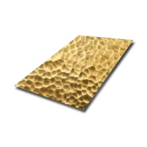 Quality 201 304 Hammered Design Stainless Steel Embossed Sheet PVD Gold color Decorative Plates wholesale