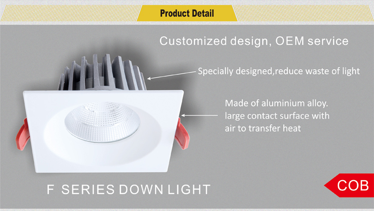 Square 15W dimmable LED downlight factory direct