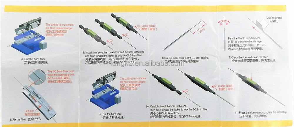 Indoor Bare Fiber Mechanical Splice 0.9 / 2.0 / 3.0MM for FTTH terminal end