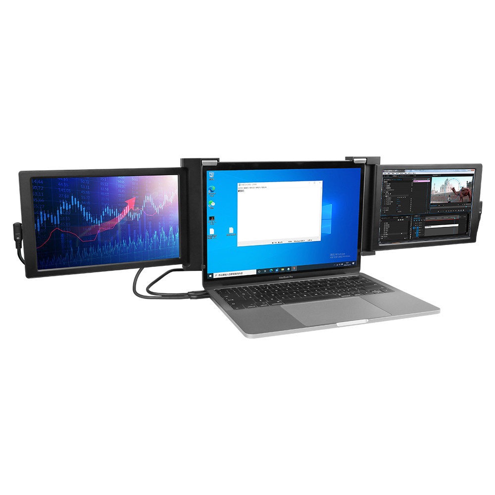 HDMI 10.1" Portable Tri Screen Monitor 9mm Thick For Laptop PC