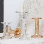 Wholesale clear pillar crystal glass candelabra candlestick holder