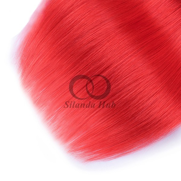Red Straight Remy Human Hair Bundles Sew In Weave Bundles Brazilian Bundle Deals