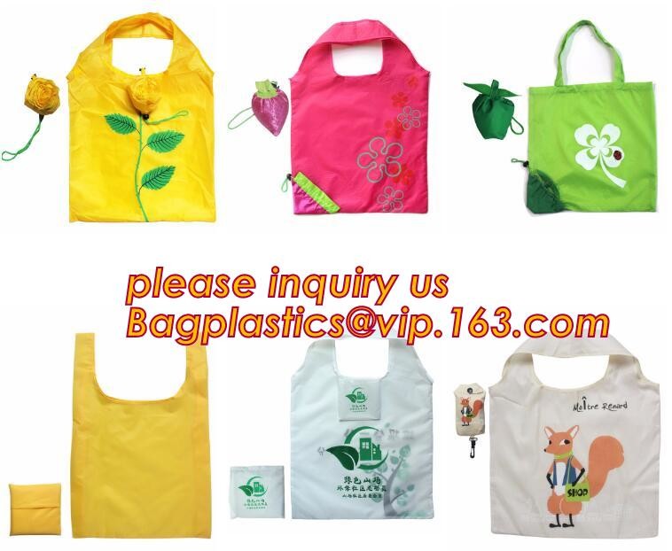 Recycled Foldable Nylon Polyester Tote Bag with logos polyester shopping bag Custom advertising handle non woven bag PAC