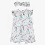 2pcs Sets Baby Cute Casual Summer Breathable Allover Flower Printed Falbala
