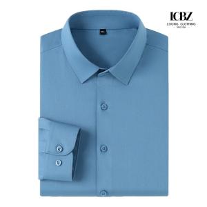 Quality Men's Black Non Iron 100% Cotton Dress Shirt with Neck Liner Protection Stain Sticker wholesale