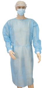 Quality Non Woven Disposable Isolation Gowns PP28g+PE18g Coated With Knitted Cuffs wholesale