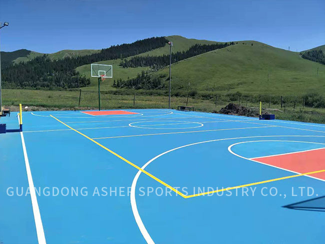 Outside Adhesive Acrylic Sports Flooring 6mm Thickness Basketball Court Use