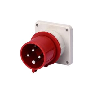 Quality 4 Pole 32 Amp 380V IP44 Industrial Panel Mounted Plug Dustproof wholesale