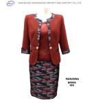 MANANNA New Three-Piece Ladies Skirt Suit red/black