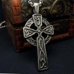 925 Silver Plated Titanium Stainless Steel Cross Pendant Vintage Old Necklace