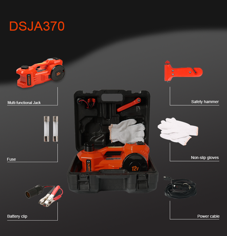 dinsen portable handle electric jack with tyre inflator pump