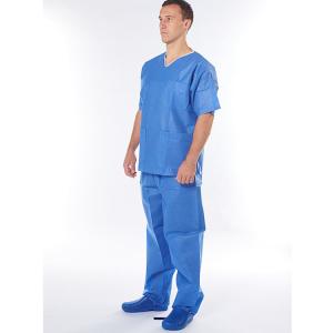 Quality Hospital Round Neck Blue Unisex Uniform Scrub Suit Set Scrub Suit with Elastic Waist wholesale