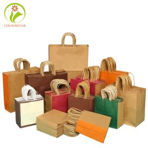 Quality Pantone 157g Kraft Paper Shopping Bag ISO9001 Brown Kraft Paper Bags wholesale