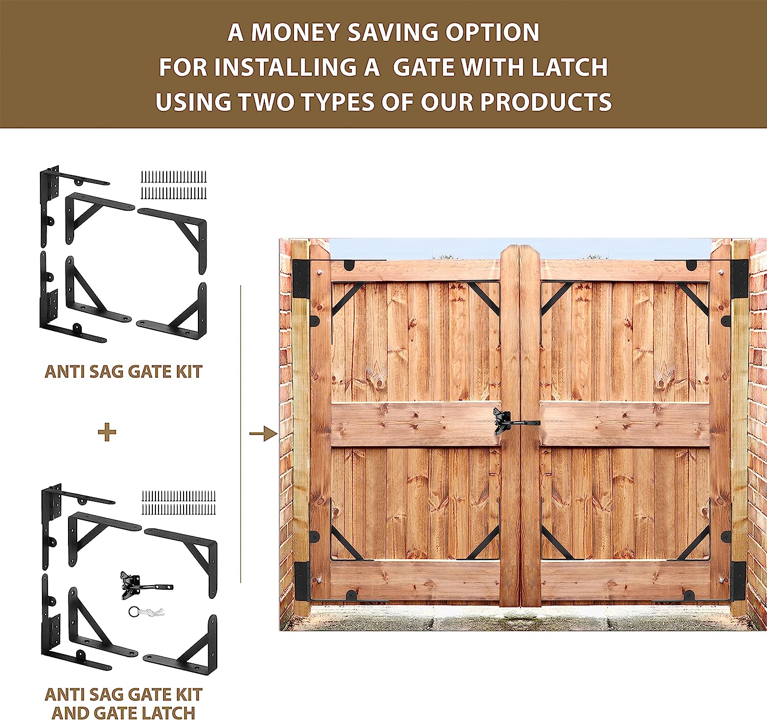 Heavy Duty Metal Anti Sag Gate Frame Kit with Customizable Gate Corner Brace Bracket