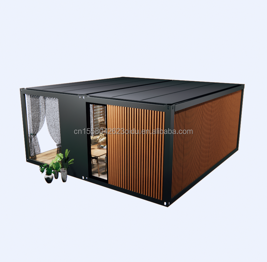 20 Foot Deluxe 2-Bedroom Prefabricated Wooden House Modern Design Foldable Kitchen Bathroom and Outdoor Terrace for Living