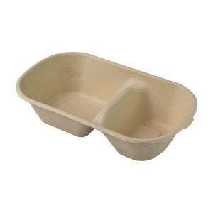 Quality Biodegradable Sugarcane Bagasse Food Container Pulp Packaging 2 Compartment wholesale