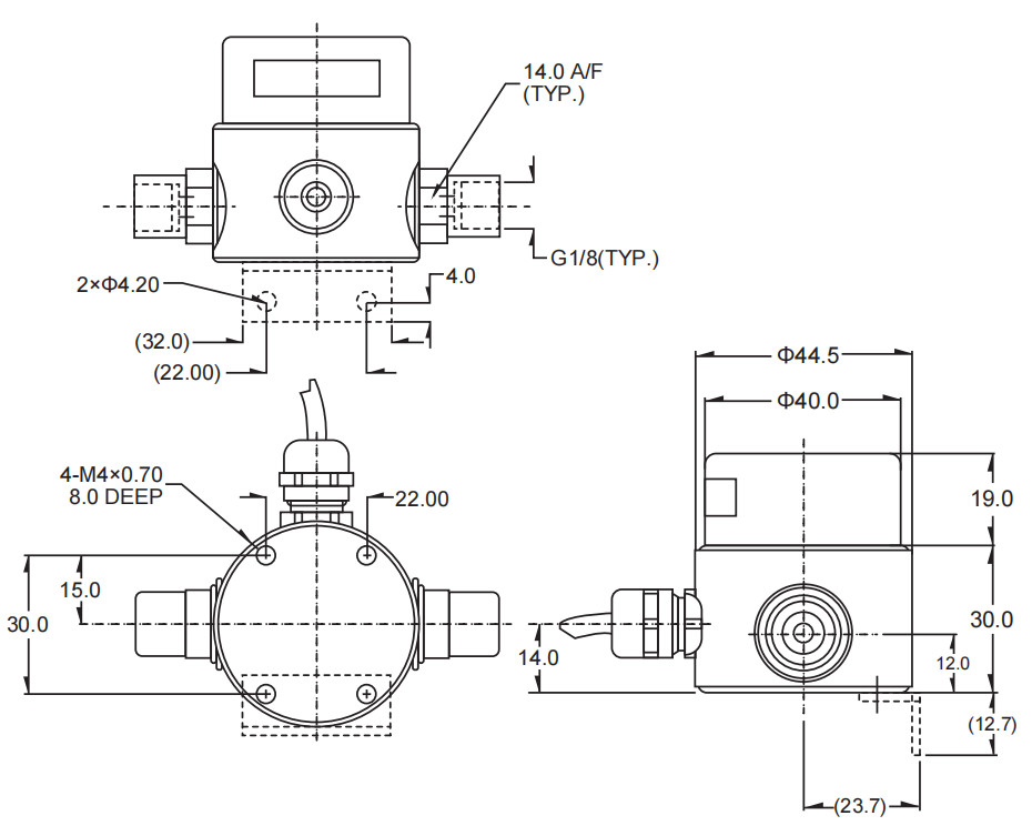 34 Bar 2 Wire IP65 Liquid Pressure Sensor Brass
