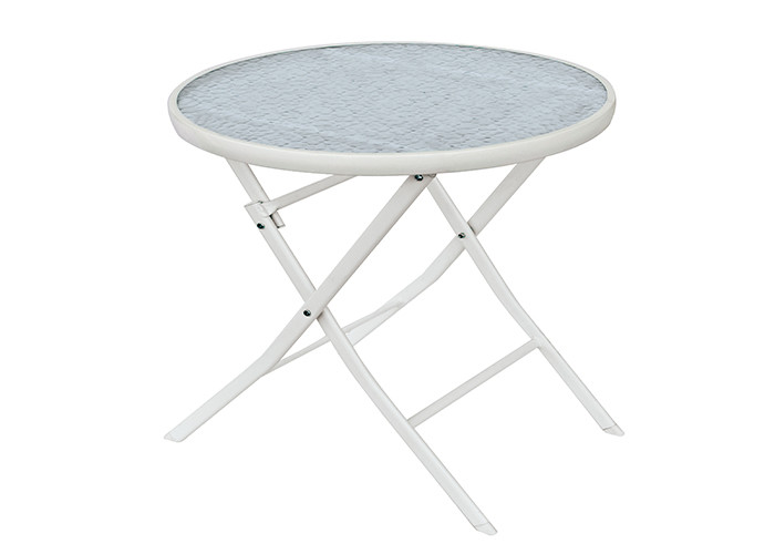 Wipe - Clean Surface Garden Steel Table , 5mm Tempered Glass Outdoor Table