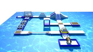 Quality PVC Tarpaulin Inflatable Obstacle Course Water Park Blue And White Customized wholesale