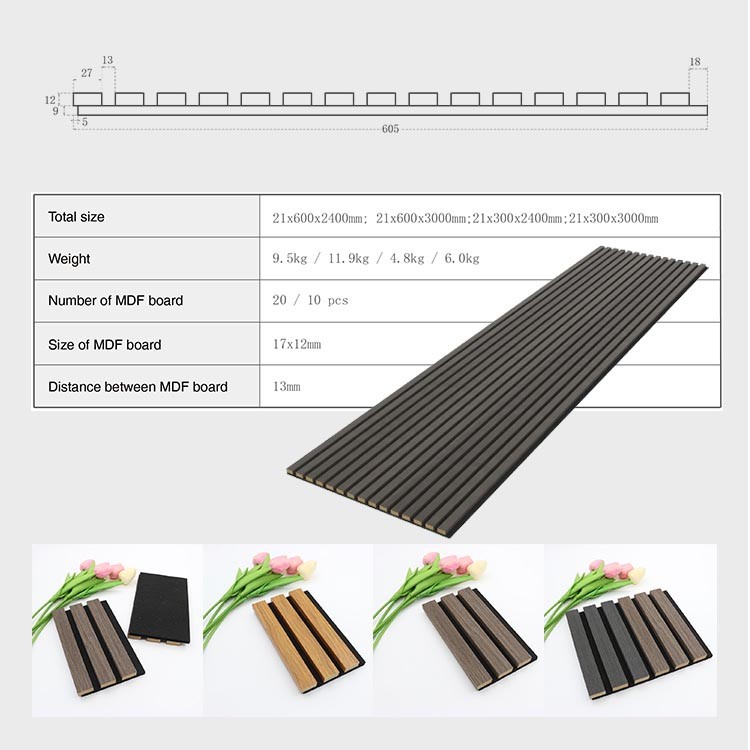 Wooden Oak Slat Wall Panel Moisture Proof Acoustic Wood Slat Panel