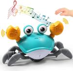 Custom Walking Running Electronic Sensing Green Crawling Crab Baby Toy Music LED