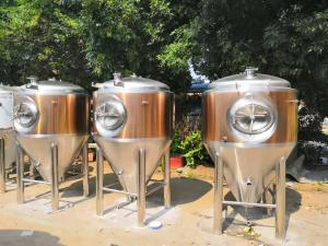 Quality 600L Beer Fermentation Tank , Conical Beer Fermenter With Rose Golden Color wholesale