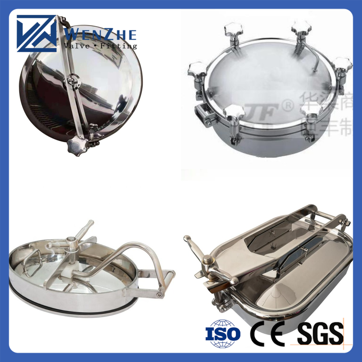 Sanitary Stainless Steel 304 316L Round Manhole Cover for Tank Manway Mirror Polished