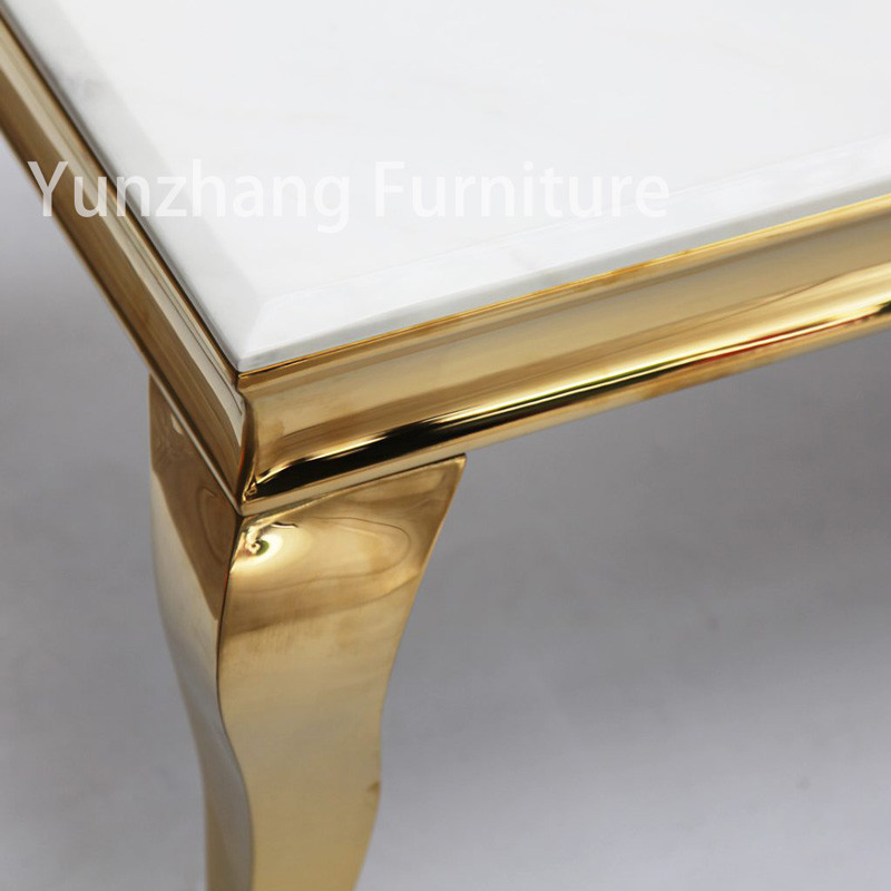 Luxury Gold Center Table Metal Base With Marble Top Living Room Furniture Style