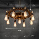 Creative Retro Loft Chandelier Wood Pendant Lamp Restaurant Living Room Dining