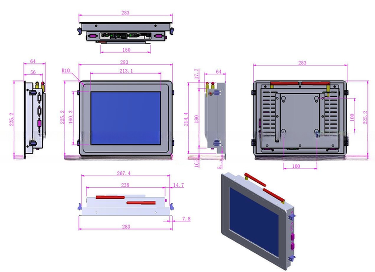 10.4 Inch Android Touchscreen Monitor Industrial PC 12V 24V IP65 In Vehicle With 2COM 6USB