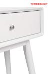 French White Contemporary Bedroom Furniture Wood Rory One Drawer Side Table