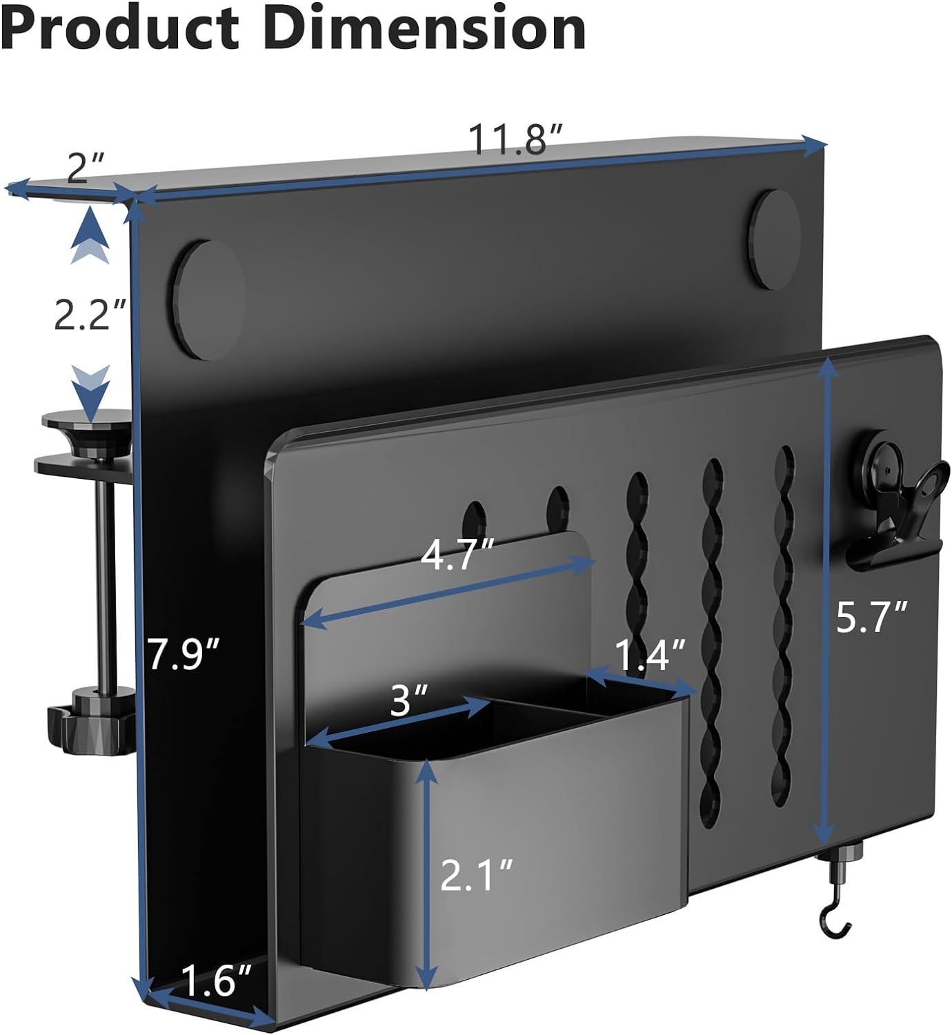 Plating Double-Deck Desk Organizer with Magnetic Pen Holder and Cable Management Tray