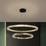 Black Crystal Chandelier For Living Room Long Luxury black chandelier stair(WH
