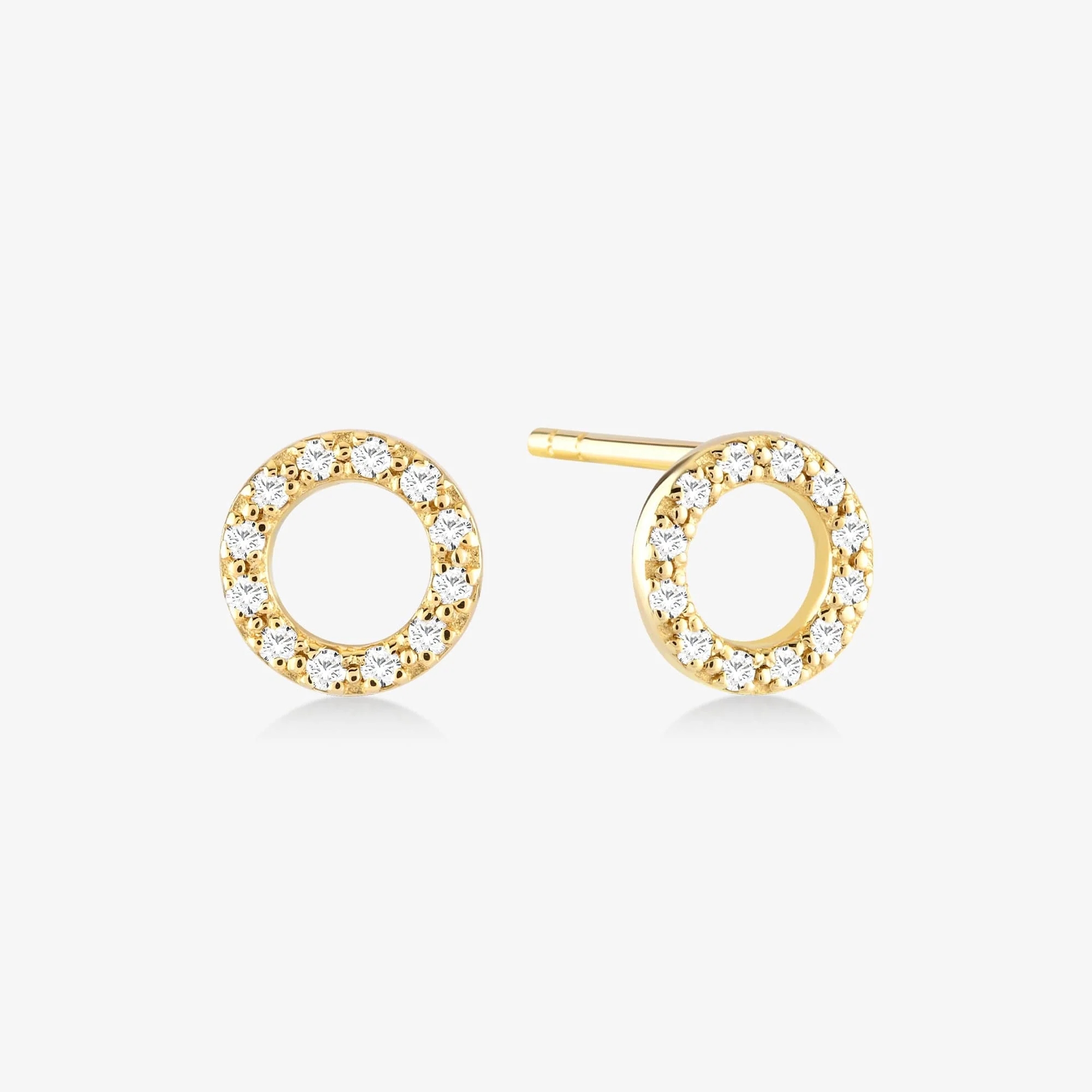 18K Gold Plated 925 Sterling Silver Classic Stud Earrings for Girls Fashion Accessory