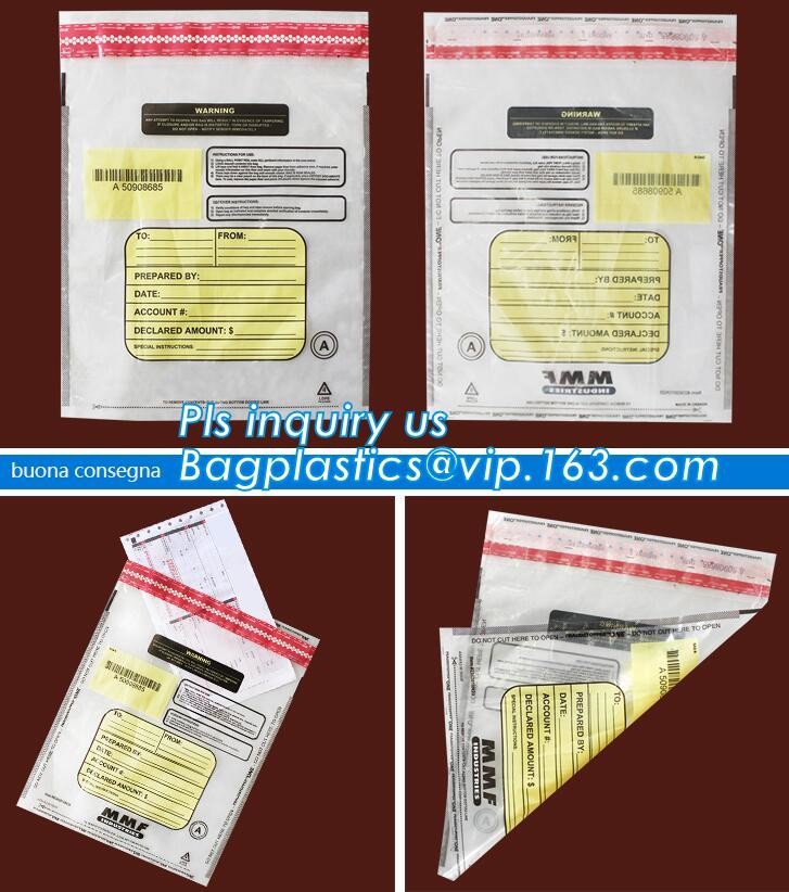 Opaque Tamper Evident Sealing Plastic Bank Money Steb Security Bag / Custom Self Adhesive Plastic Courier Bag, bagease