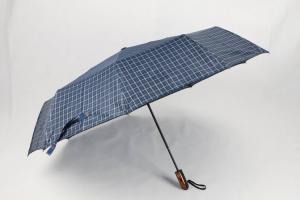 Quality Fully Auto 3 Compact Golf Umbrella , 27 Inches Mens Golf Umbrella Blue Plaid Canopy wholesale